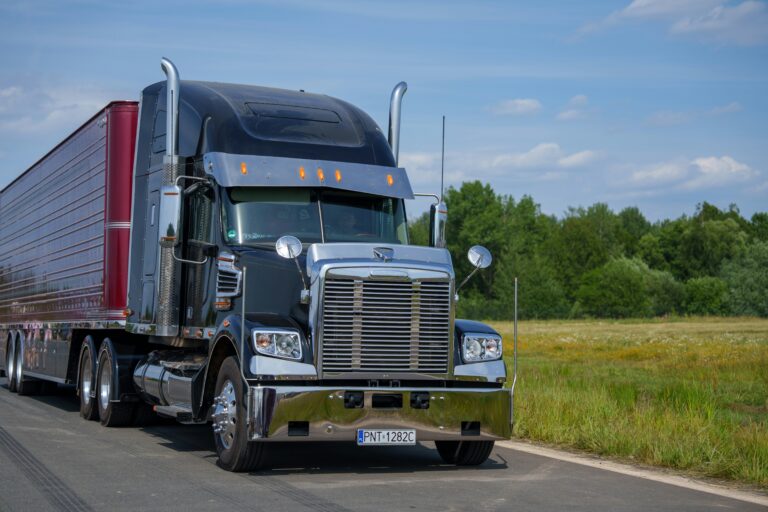 semi truck on highway with trailer