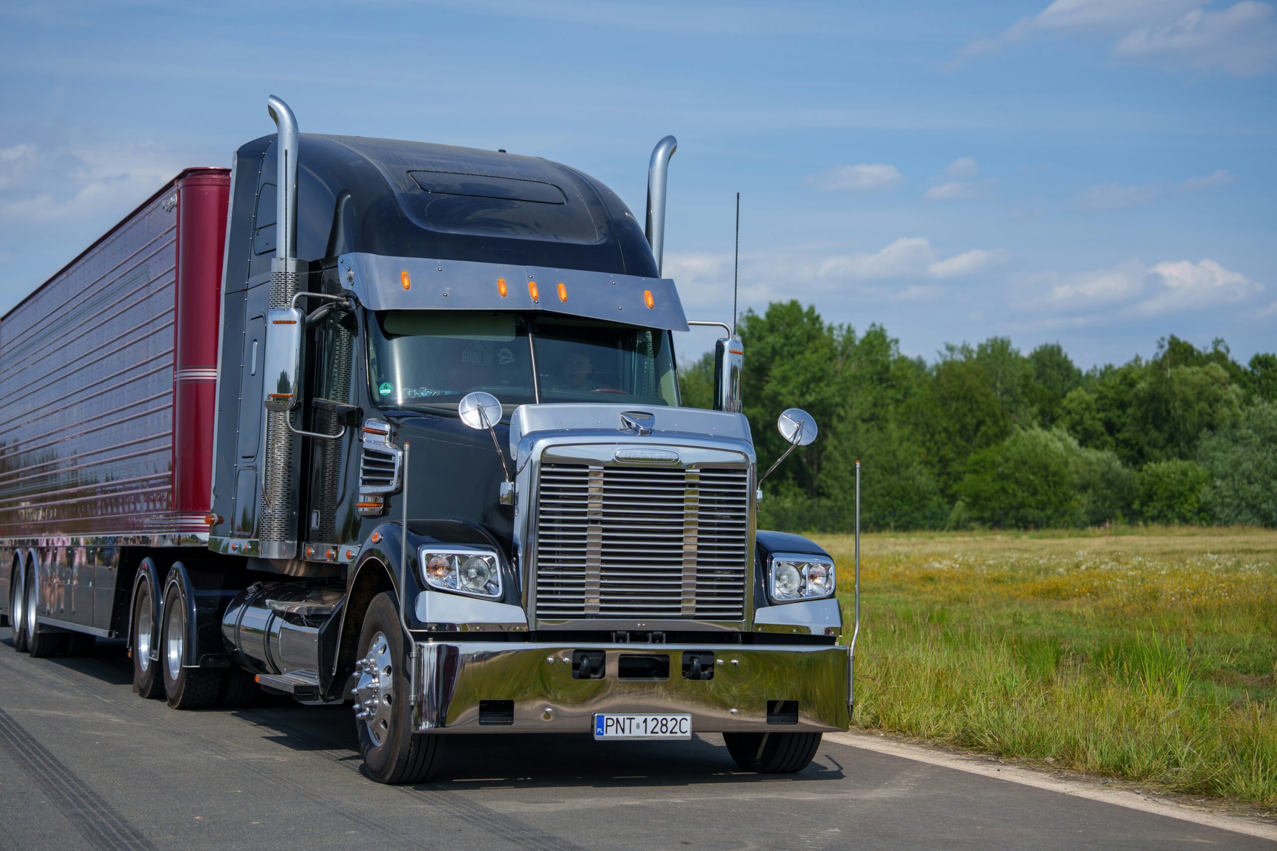 semi truck on highway with trailer