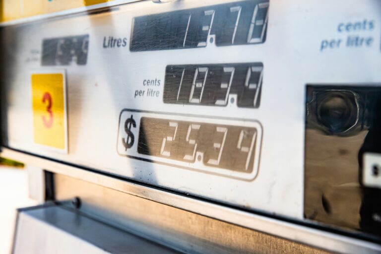 Semi-truck fuel pump at a gas station